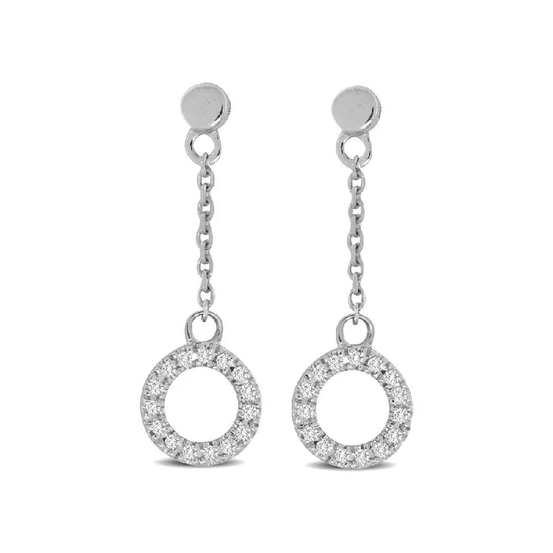 women's ear cuffs -10K White Gold 1/20 Ct.Tw.Diamond Circle Drop Earrings