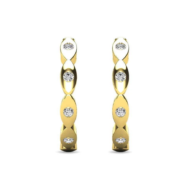 women's twist earrings -Diamond 1/10 ct tw Hoop Earrings in 10K Yellow Gold