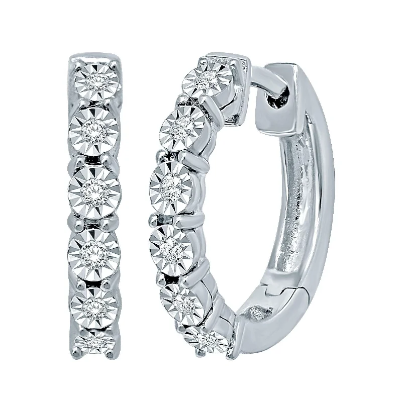 women's wedding earrings -10K White Gold 1/5 Ct.Tw.Diamond Hoop Earrings