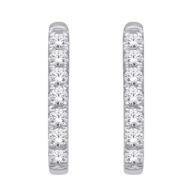 women's oval earrings -10K White Gold 1/4 Ct.Tw.Diamond J Earrings