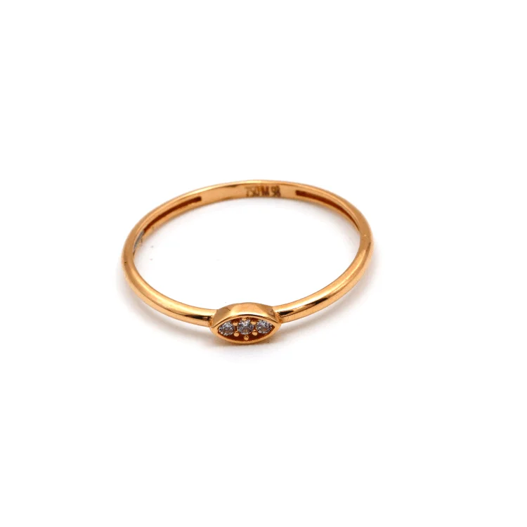 women's engagement ring with sleek finish -Real Gold Stone Oval Rose Gold Ring (SIZE 7.5) R1458