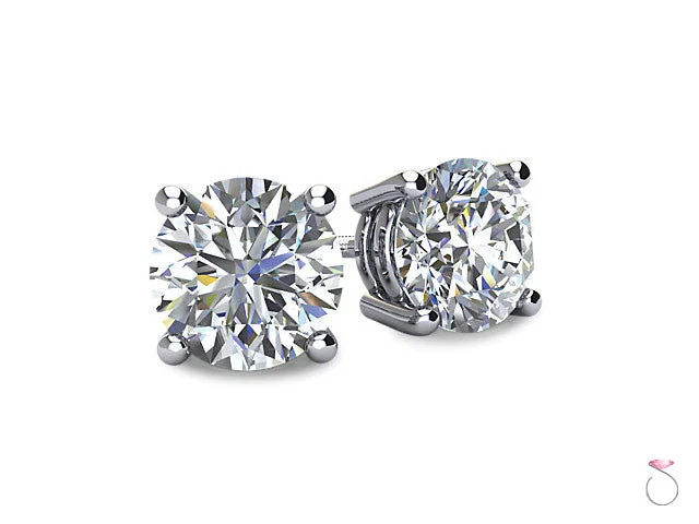 women's textured earrings -Diamond Solitaire Stud Earrings 1/2ct in 14K White Gold Sale