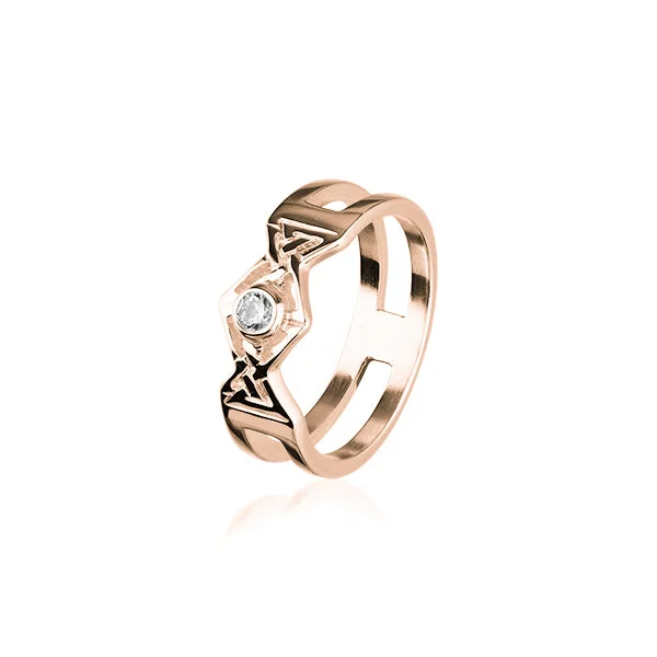 women's engagement ring with diamond halo -Cupid Rose Gold Ring RCR155