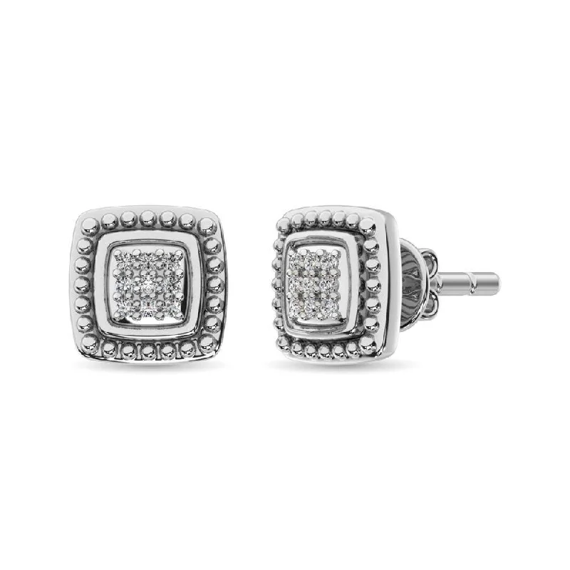 women's bar earrings -Diamond Fashion Earrings 1/20 ct tw Round-cut in Sterling Silver