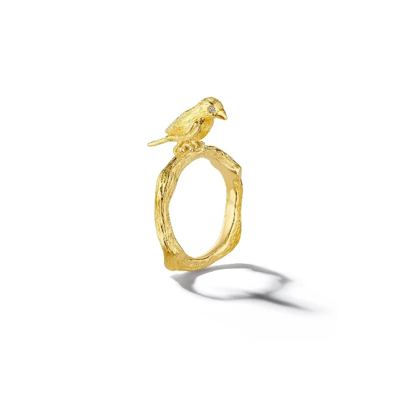 women's engagement ring with double halo -Wonderland Lovebird Twig Ring