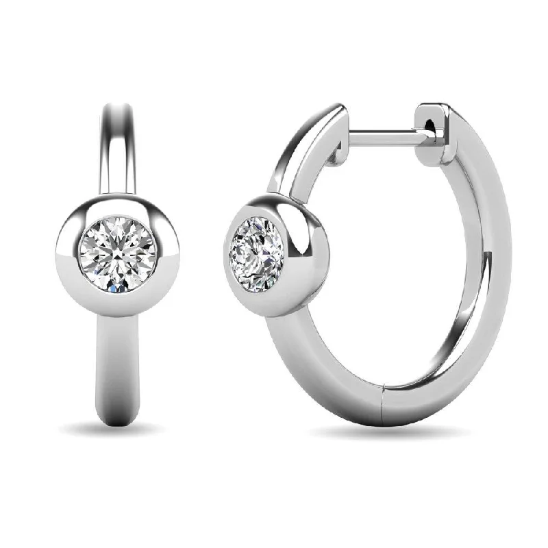 women's bar stud earrings -Diamond 1/10 ct tw Bezel Set Earrings in 10K White Gold