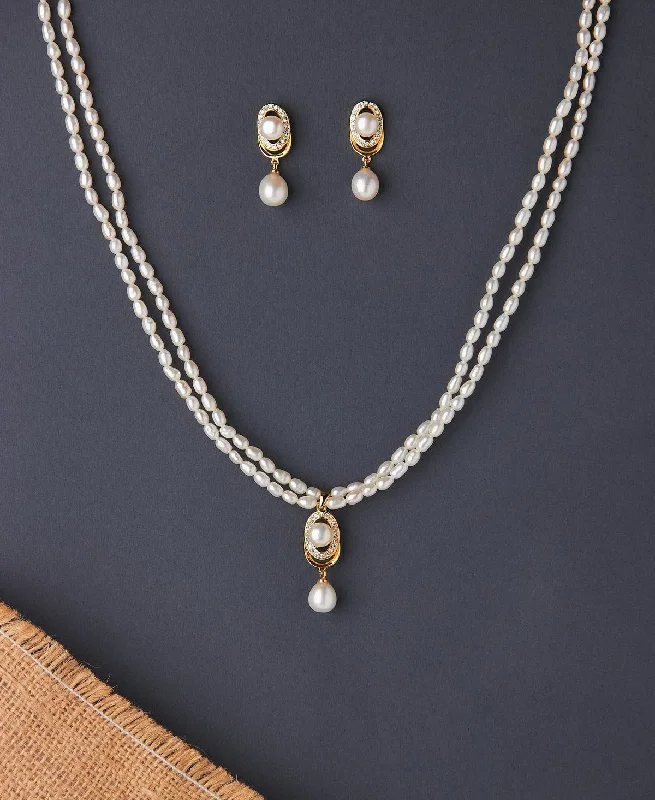 women's pearl necklace -Elegant Real Pearl Necklace Set