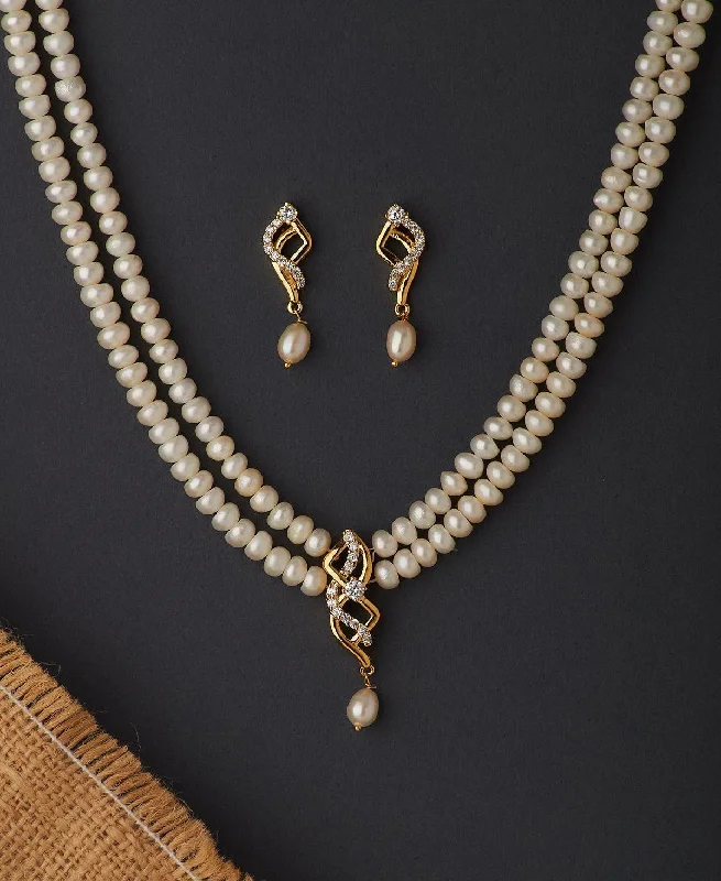 women's gold pendant necklace -Elegant Real Pearl Necklace Set