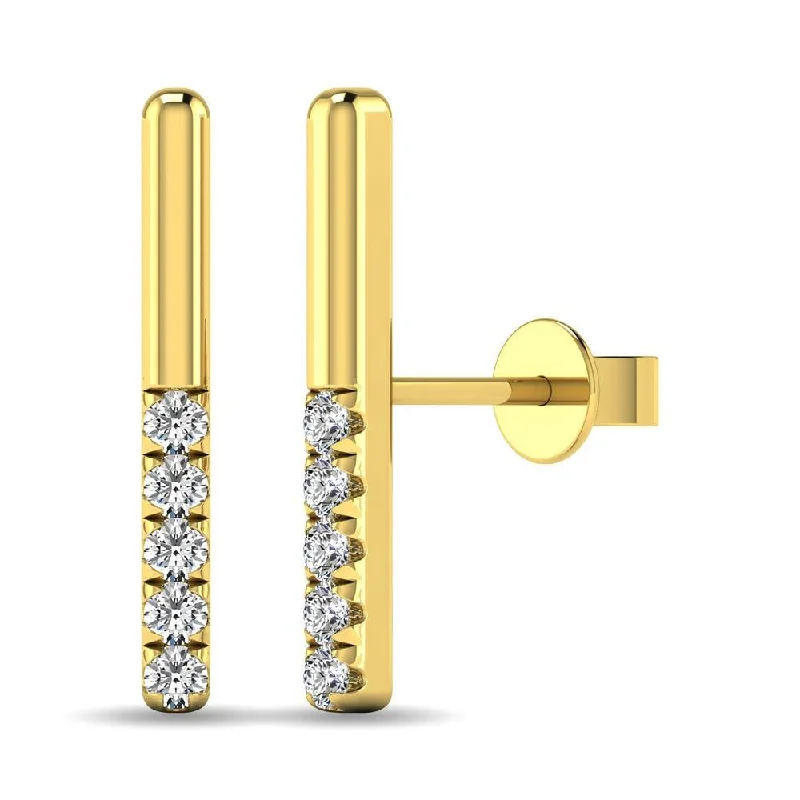 women's abstract earrings -Diamond 1/10 ct tw Bar Earrings in 10K Yellow Gold