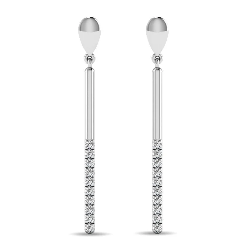 women's custom gemstone earrings -Diamond 1/5 ct tw Diamline Earrings in 10K White Gold