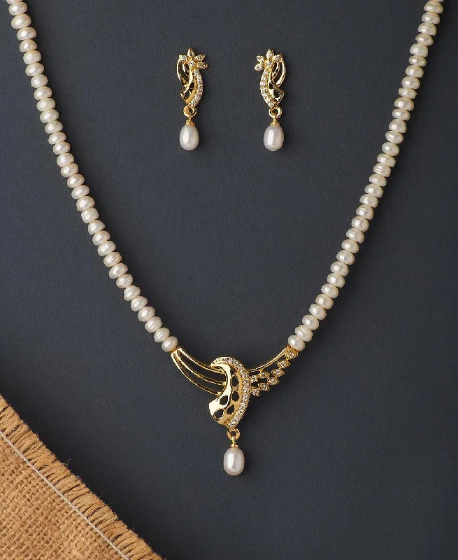 women's luxury diamond necklace -Elegant Real Pearl Necklace Set