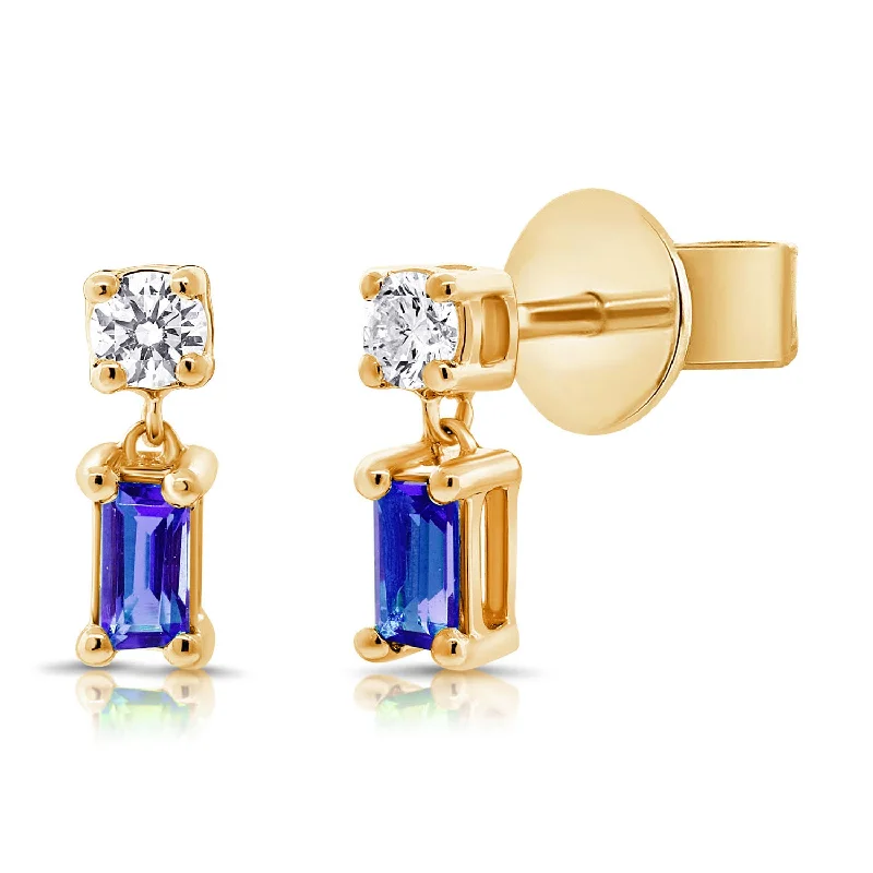 women's abstract earrings -0.29ct Sapphire & Diamond Stud made in 14K Gold