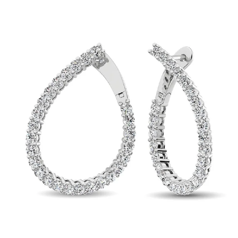 women's celestial earrings -14K White Gold Diamond 2 Ct.Tw. Hoop Earrings