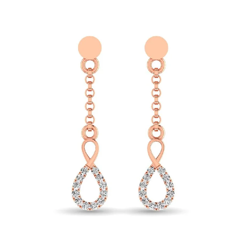 women's halo earrings -10K Rose Gold 1/10 Ct.Tw.Diamond Infinity Earrings