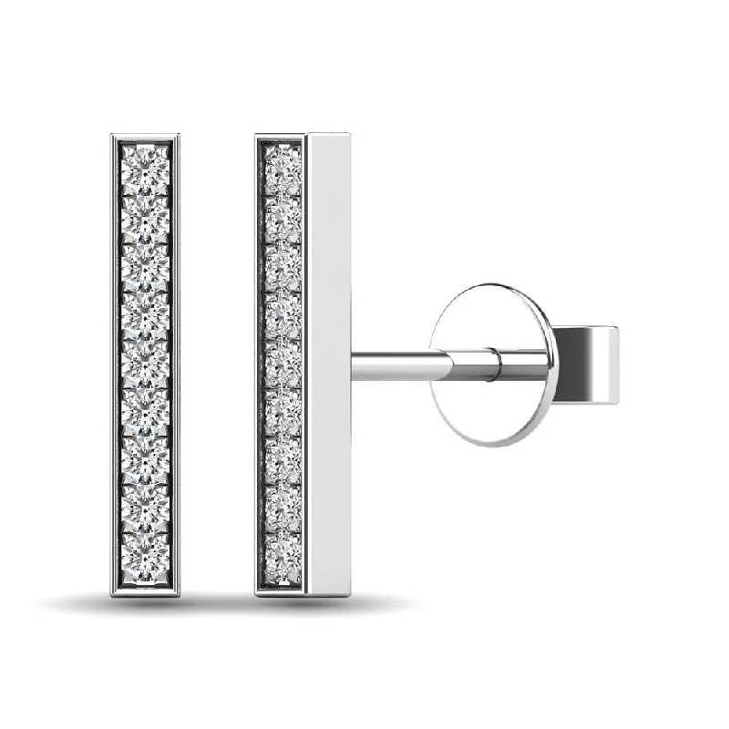 women's artistic earrings -Diamond 1/20 ct tw Bar Earrings in 10K White Gold