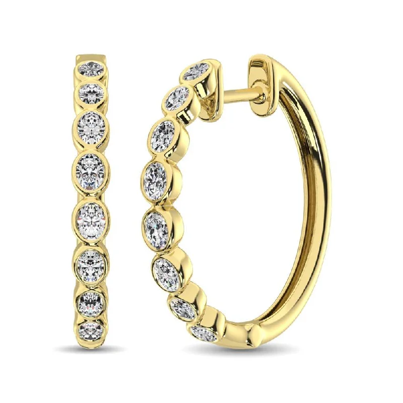 women's personalized earrings -14K Yellow Gold 1/3 Ct.Tw. Diamond Hoop Earrings