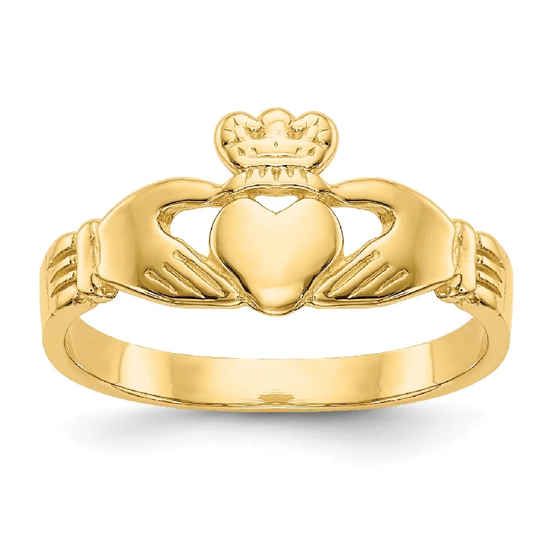 women's engagement ring with rose gold -14KT Yellow Gold Childrens Claddagh Ring; Size 3