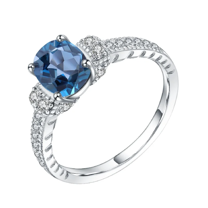 women's engagement ring with infinity symbol -1.5 Carat London Blue Topaz Ring | S925 Sterling Silver