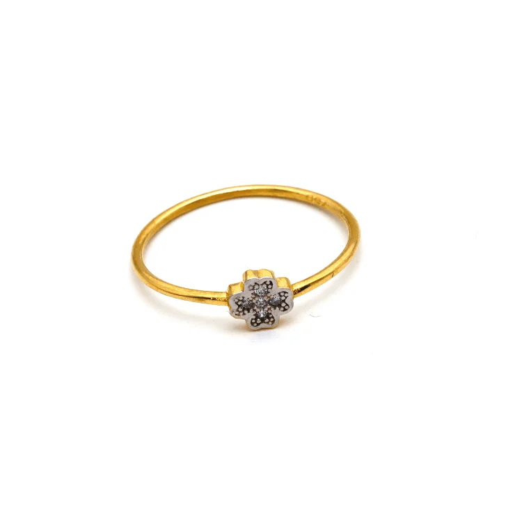 women's engagement ring with three-stone design -Real Gold 2 Color Flower Ring (SIZE 7.5) R1686