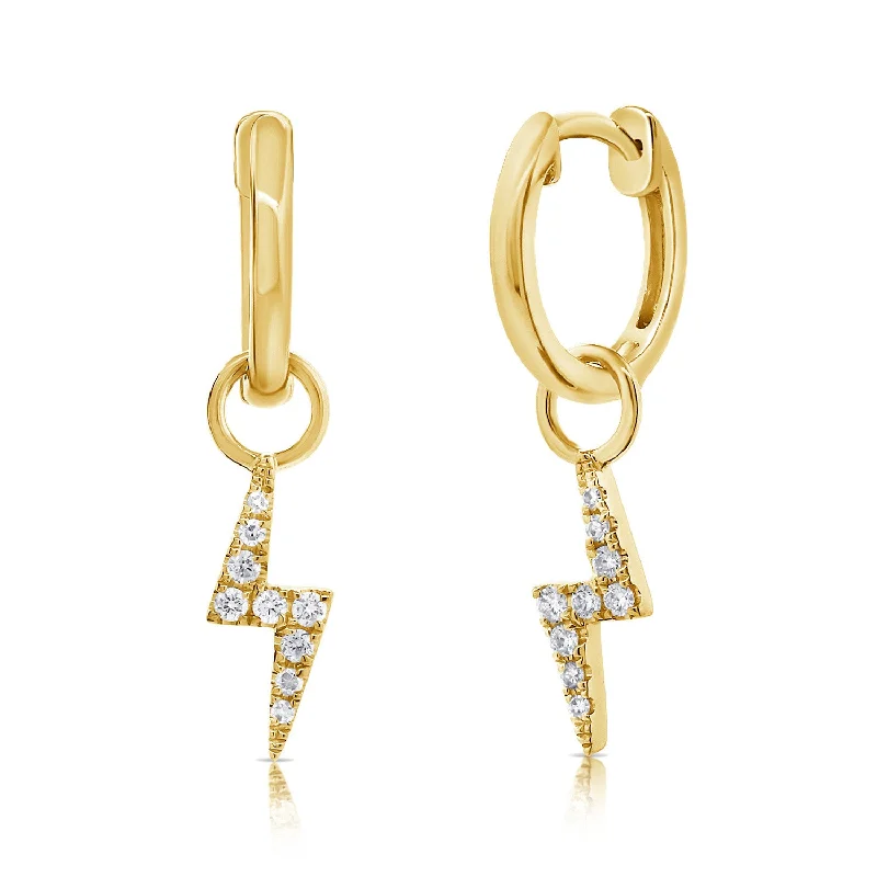 women's luxury diamond earrings -Lightening bolt Zig Zag Diamond Huggies