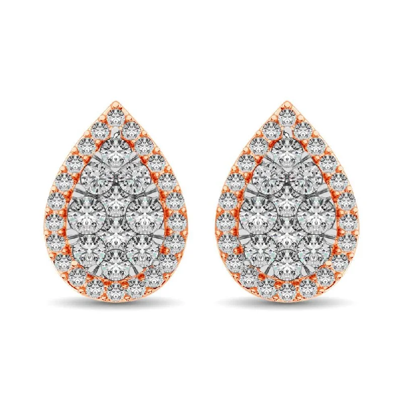 women's multi-stone earrings -Diamond 3/4 ct tw Pear Shape Fashion Earrings in 14K Rose Gold