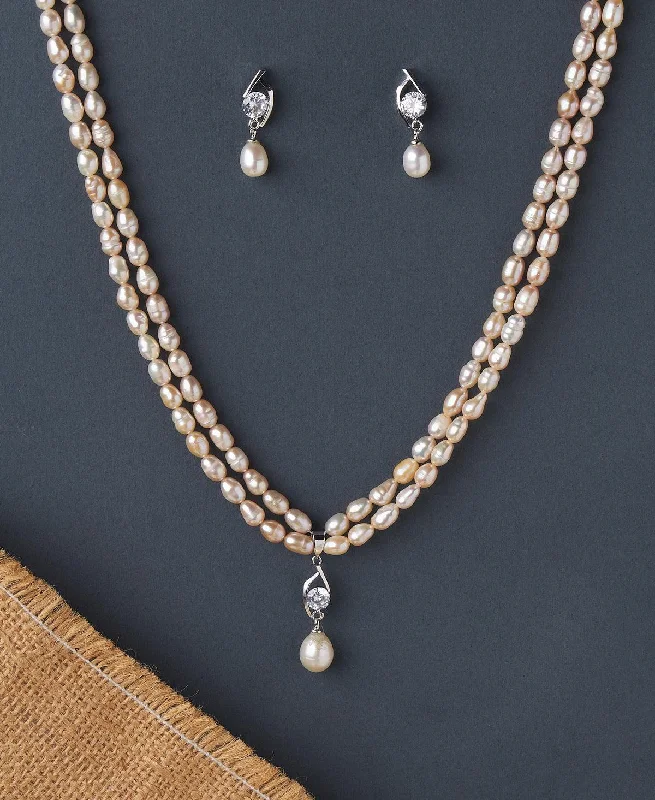 women's silver pendant necklace -Elegant and Simple Real Pearl Necklace Set