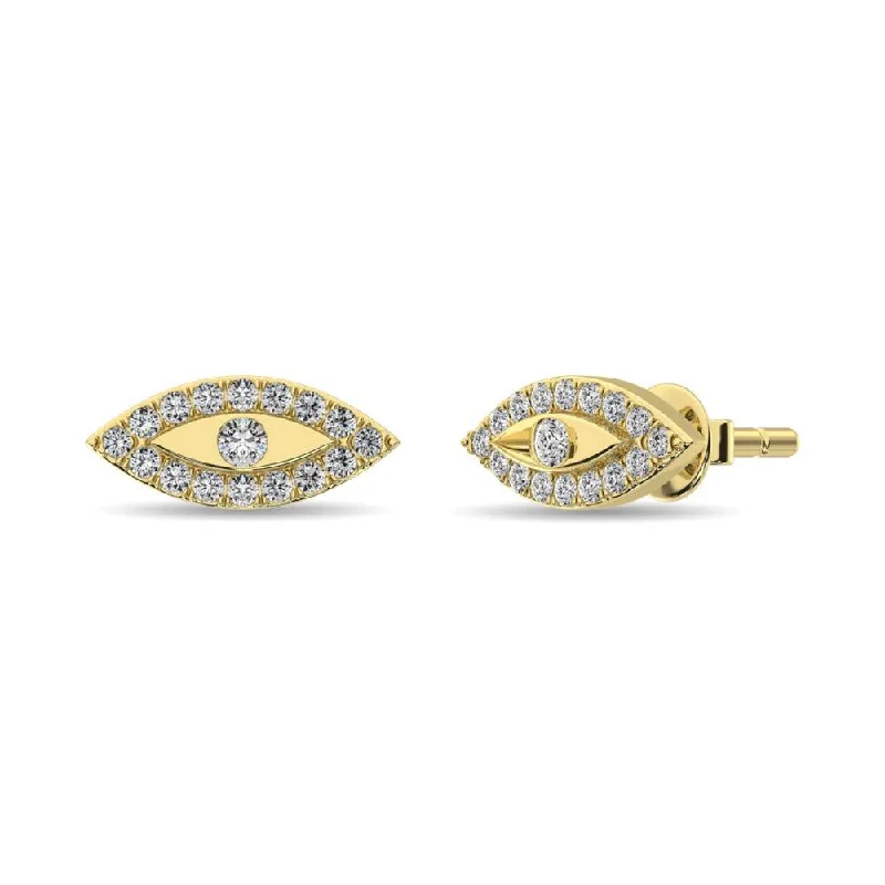 women's diamond earrings -Diamond 1/6 ct tw Round Cut Fashion Earrings in 10K Yellow Gold