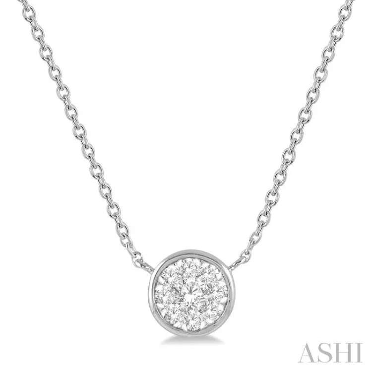 women's delicate necklace -1/6 Ctw Round Shape Lovebright Diamond Necklace in 14K White Gold