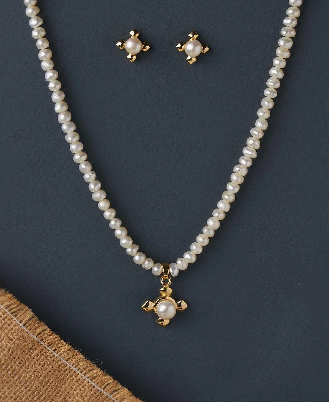 women's fashion pendant necklace -Elegant Real Pearl Necklace Set