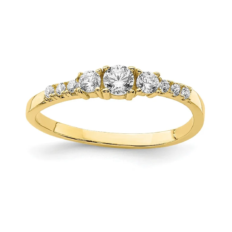 women's engagement ring with gemstone accents -10KT Yellow Gold Cubic Zirconia Childrens Ring; Size 2.5