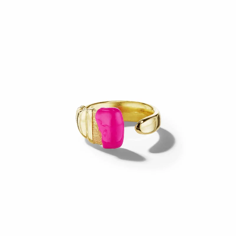 women's engagement ring with cushion-shaped diamond -Parsons Brush Ring - Large Pink Enamel