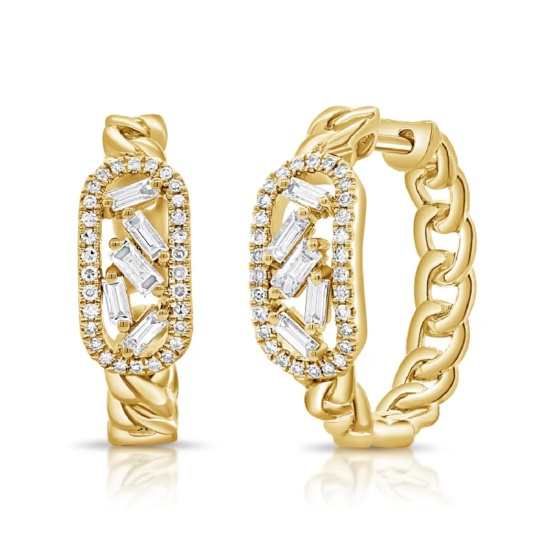 women's geometric earrings -Mixed Cut Diamond 0.41ct Diamond Designer Open Links Chain earrings