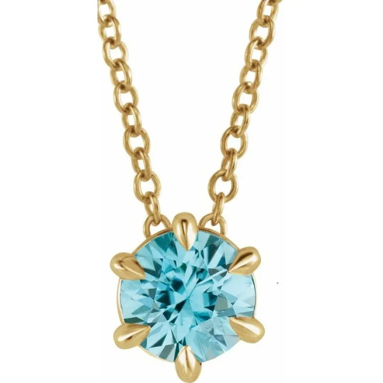 women's chain necklace -14K Yellow 4 mm Natural Aquamarine Solitaire 16-18" Necklace