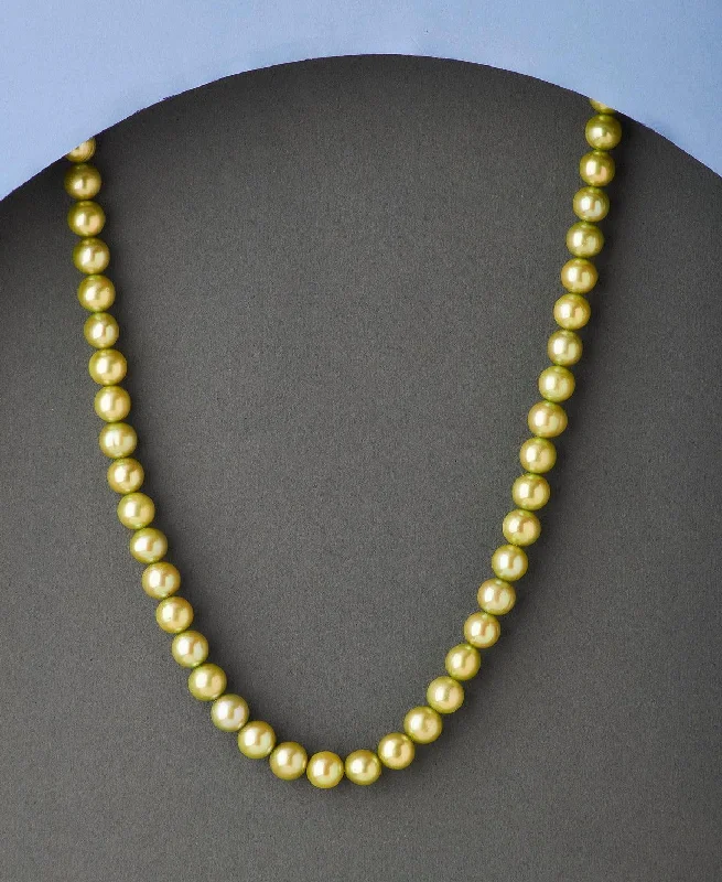 women's snake chain necklace -Elegant Green Pearl Necklace