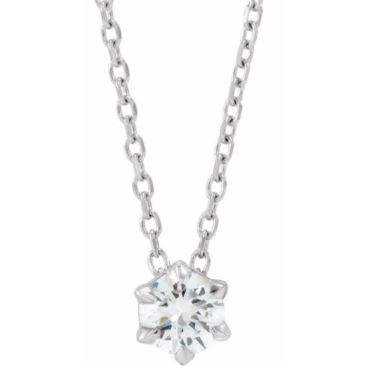 women's gothic necklace -14K White 1/4 CT Lab-Grown Diamond Solitaire 16-18" Necklace