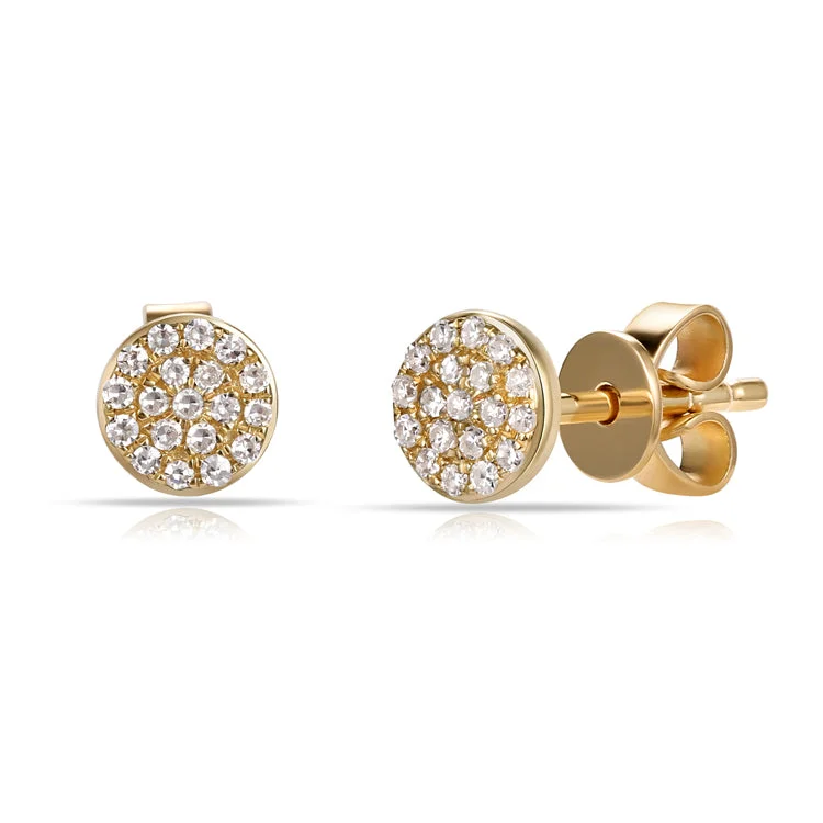 women's layered earrings -OKGs Collection 14K Geometric Diamond Stud