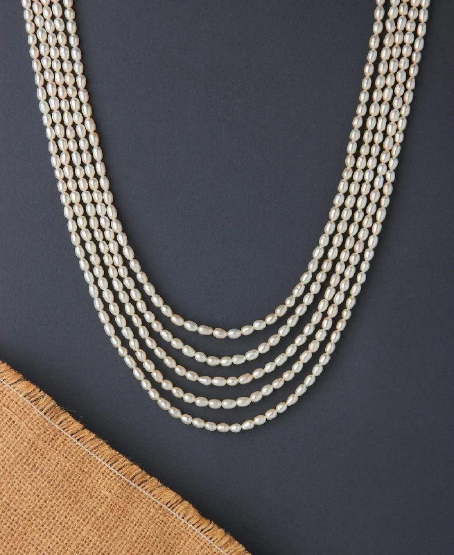 women's custom necklace -Elegant 5 line Pearl Necklace