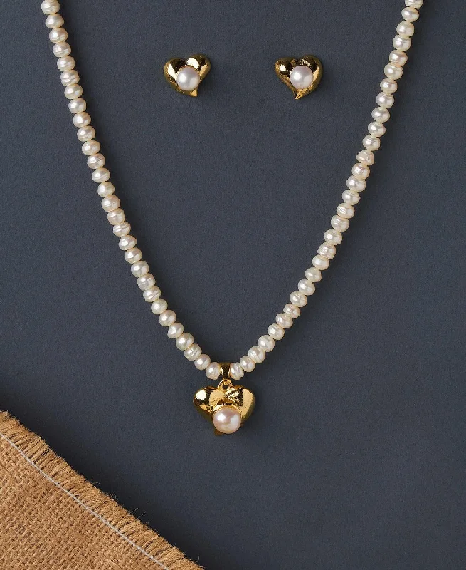 women's vintage gold necklace -Elegant Real Pearl Necklace Set