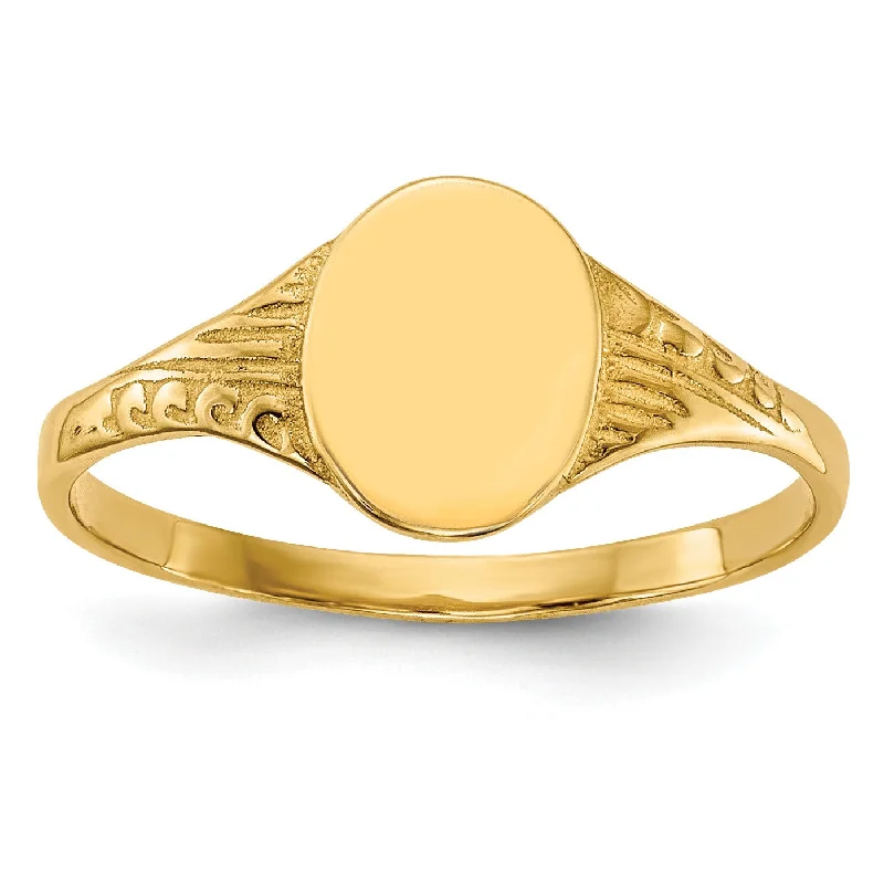 women's engagement ring gold -14KT Yellow Gold Childrens Signet Ring; Size 5.2