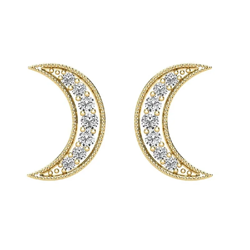 women's round earrings -Diamond 1/6 Ct.Tw. Crescent Moon Earrings in 10K Yellow Gold