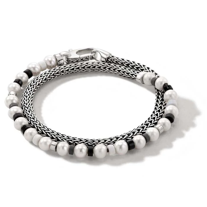 women's bold bangle -John Hardy Colorblock Pearl Wrap Bracelet in Sterling Silver