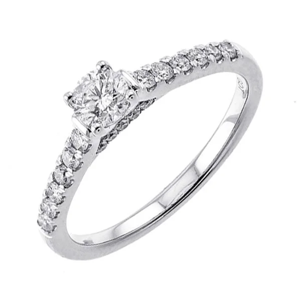 custom halo engagement rings -14KT WHITE GOLD DIAMOND(5/8CTW) RING