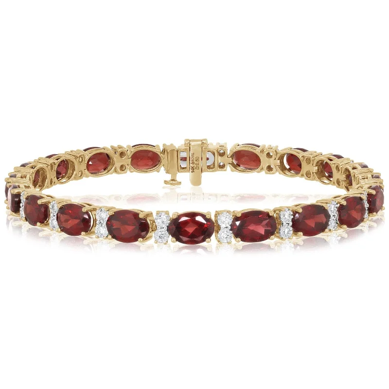 women's feather bangle -Garnet & Diamond Bracelet