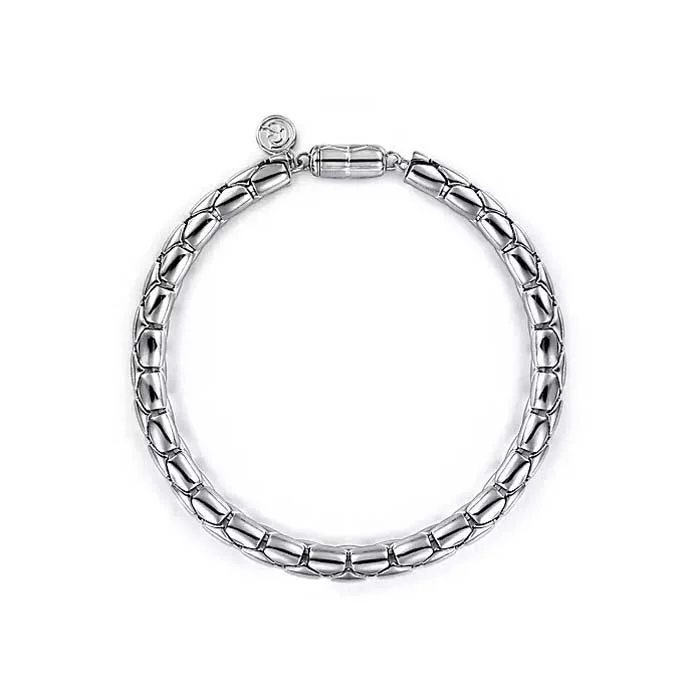 women's birthstone bracelet -Gabriel & Co. Men's Tubular Chain Bracelet in Sterling Silver