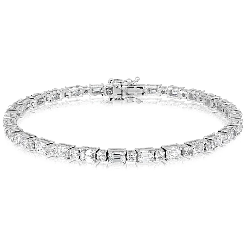 women's animal-inspired bracelet -Alternating Mixed Diamond Line Bracelet