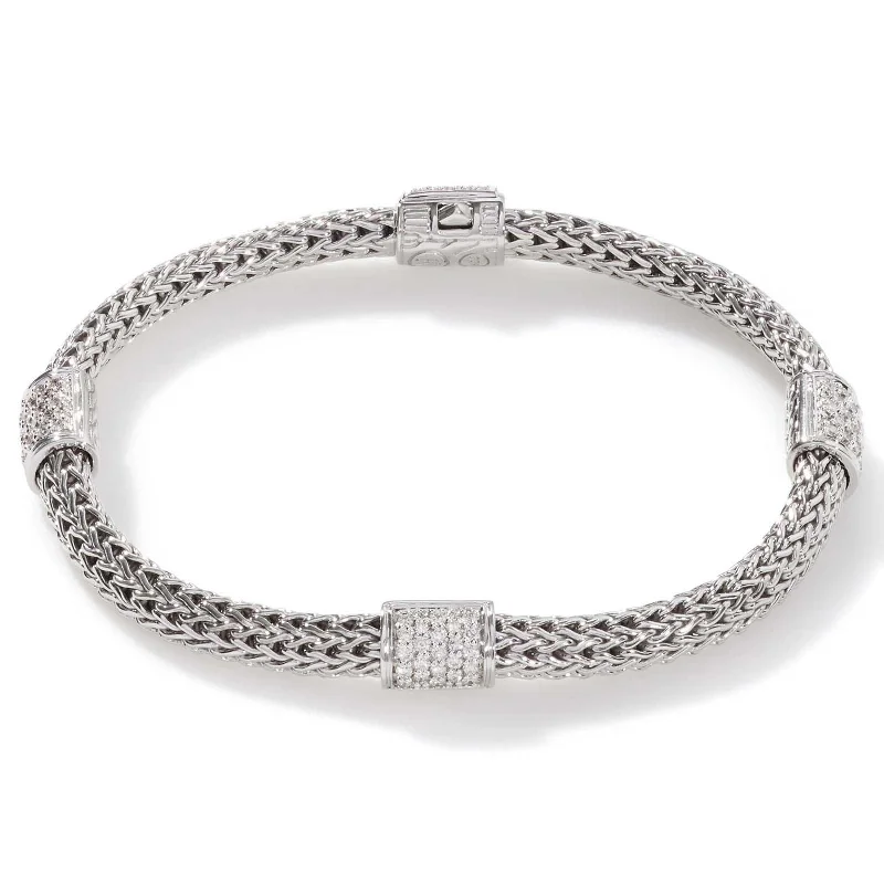 women's personalized bracelet -JOHN HARDY Icon Diamond Four-Station Bracelet