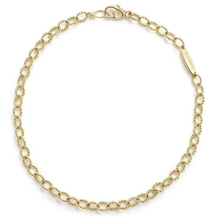 women's gemstone bangles -LAGOS Signature Caviar Link Bracelet in 18K Yellow Gold