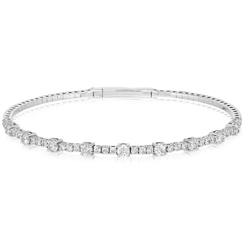 women's luxury bracelet -Pattern Diamond Bangle Bracelet