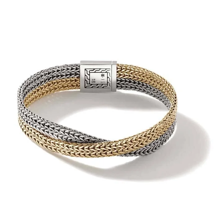 women's birthstone bracelet -John Hardy Rata Double Row Bracelet in Sterling Silver and 18K Yellow Gold