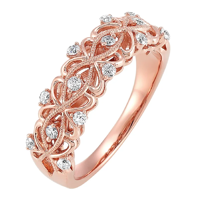 diamond accented engagement rings -Rose Gold Diamond Band 1/4 CTW